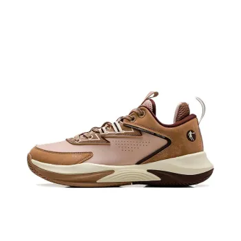 QIAODAN Anti Slip Wear Resistant Low Top Basketball Shoes Men's Brown