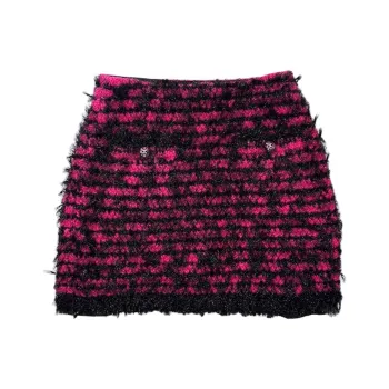 CHANEL Casual Short Skirts Women's Black Red