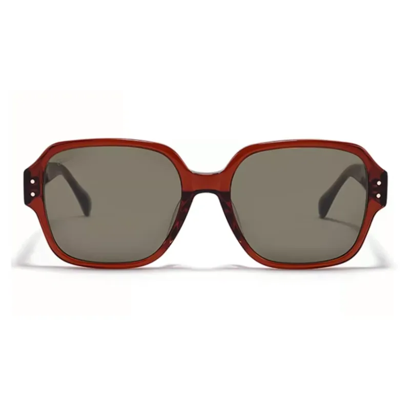 Fakeme Plate Frame Irregular Shape Sunglasses Unisex Burgundy-1
