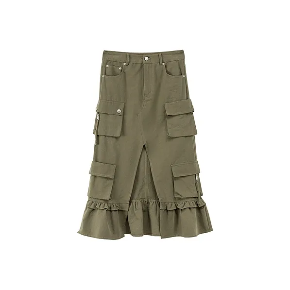 CHUU Casual Short Skirts Women's Army Green-0