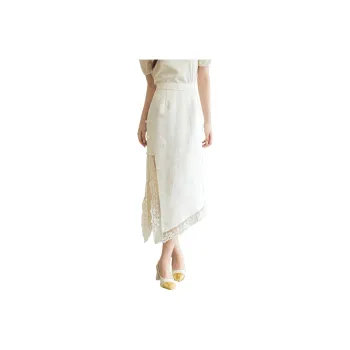 CLUB NEWS Casual Long Skirt Women's Ecru