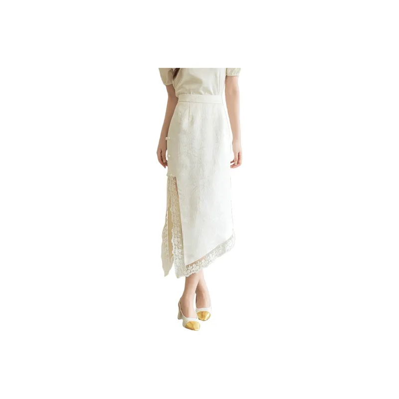 CLUB NEWS Casual Long Skirt Women's Ecru-0