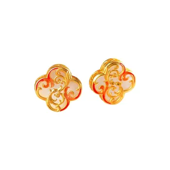 Jade Ink Love Hetian Jade Earrings White Jade/Pale Greenish White Jade Women's