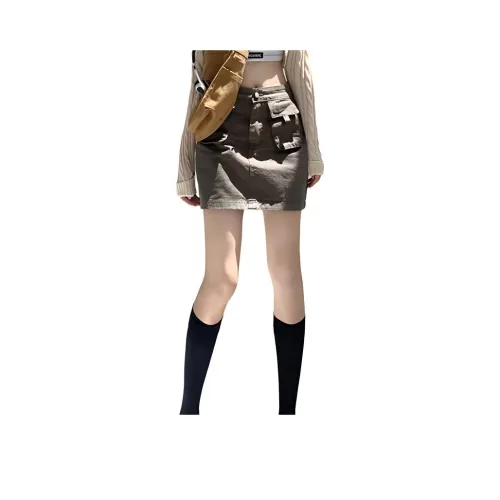 Rose Denim Short Skirts Women's Gray Green