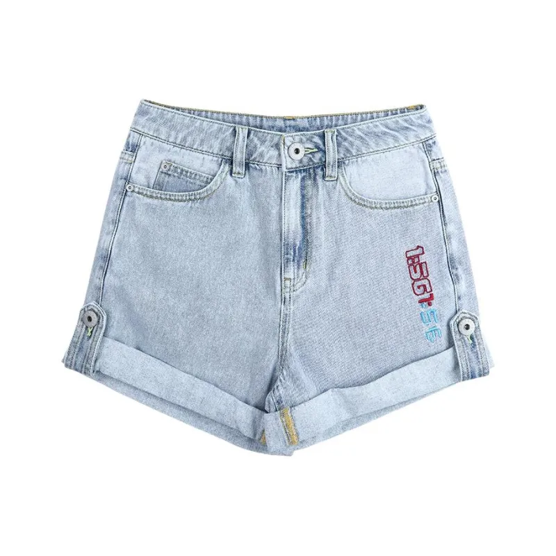 LALABOBO Denim Shorts Women's Medium Blue White-0