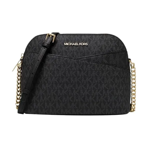MICHAEL KORS Jet Set Canvas Dome Bag Shoulder Bag Crossbody Bag Medium Size Women's Black