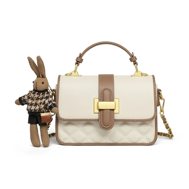 EBLAN Cow Leather Shoulder Bag, Crossbody Bag, Small Square Bag Regular Women's Ecru-2