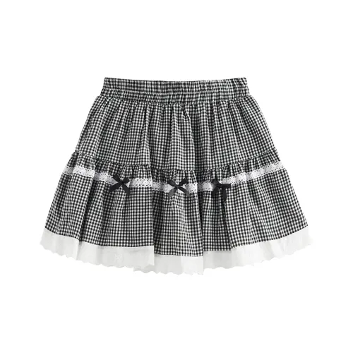 MTHE Casual Short Skirts Women's Black Plaid