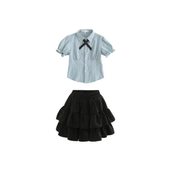 KONGLISHUWAN Skirt Set Women's Black Blue