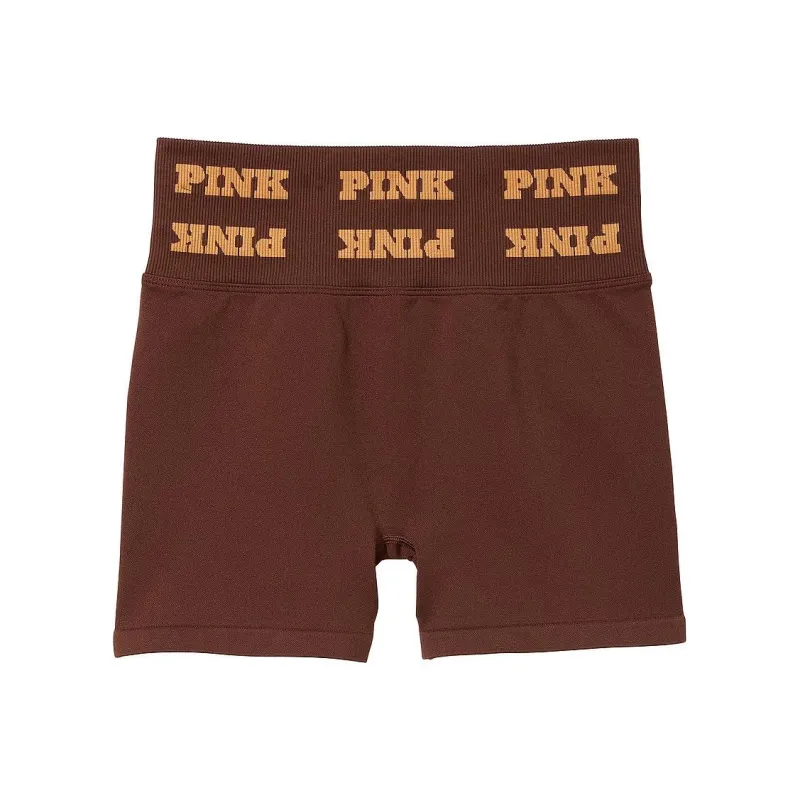 Victoria's Secret PINK SOFT SEAMLESS 3' SHORTS/Ganache Logo Sports Shorts Women's Ganache Logo-0