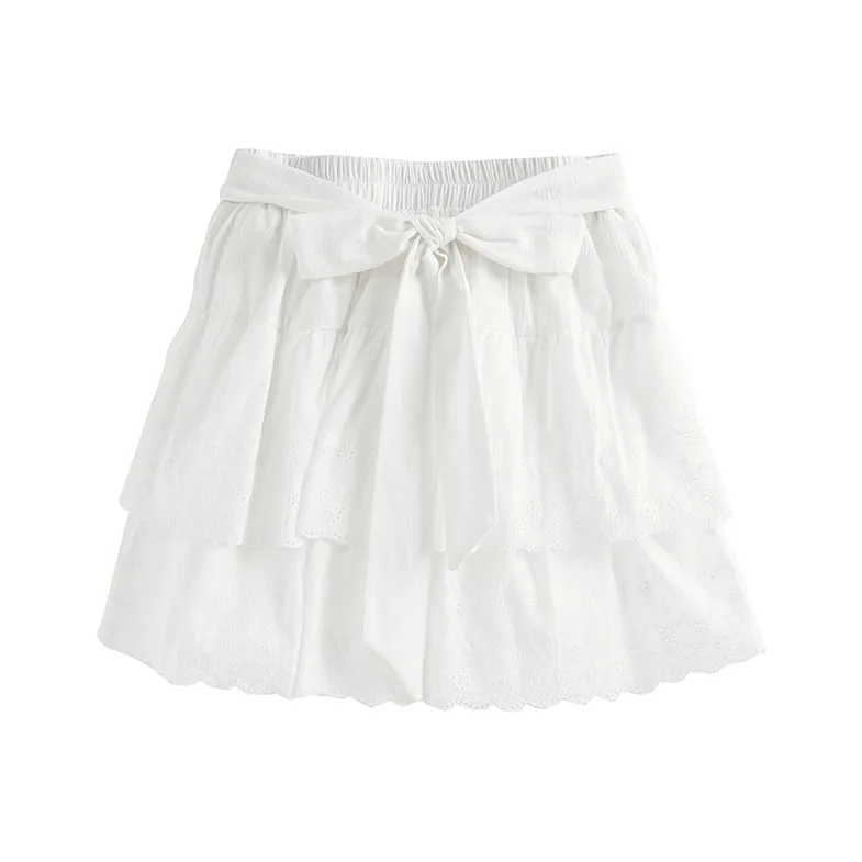 MTHE Sweet Hot Girl Lace Trim Casual Short Skirts Loose Fit Women's White-0