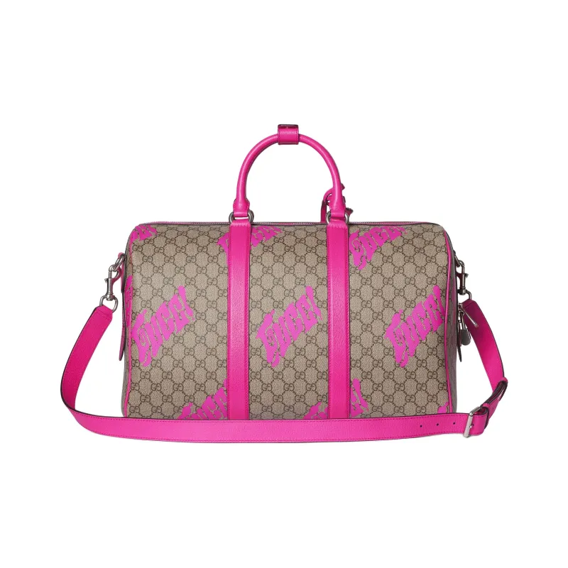 GUCCI Coated Fabric Travel Bag Unisex Beige & Dark Brown-1