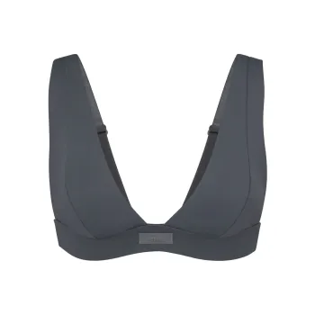 Skims Swim Plunge Bikini Top Gunmetal