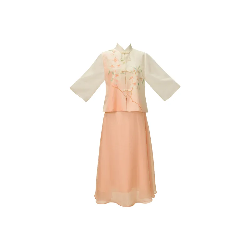 Clothes cut by time Cheongsams Women's Peach Pink-0
