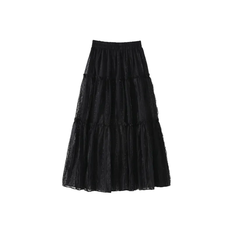 0571 Family Casual Long Skirts Women's Black-0