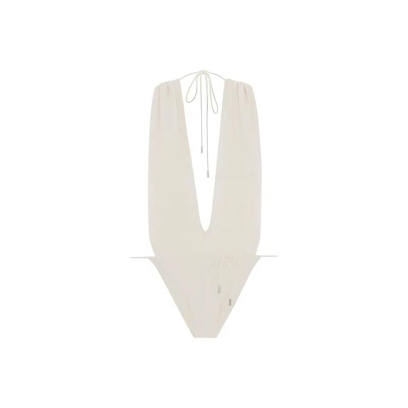 SAINT LAURENT Backless V Halter Swimsuit-0