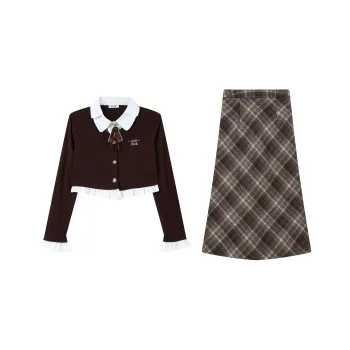 ZCDECO Skirt Set Women's Coffee