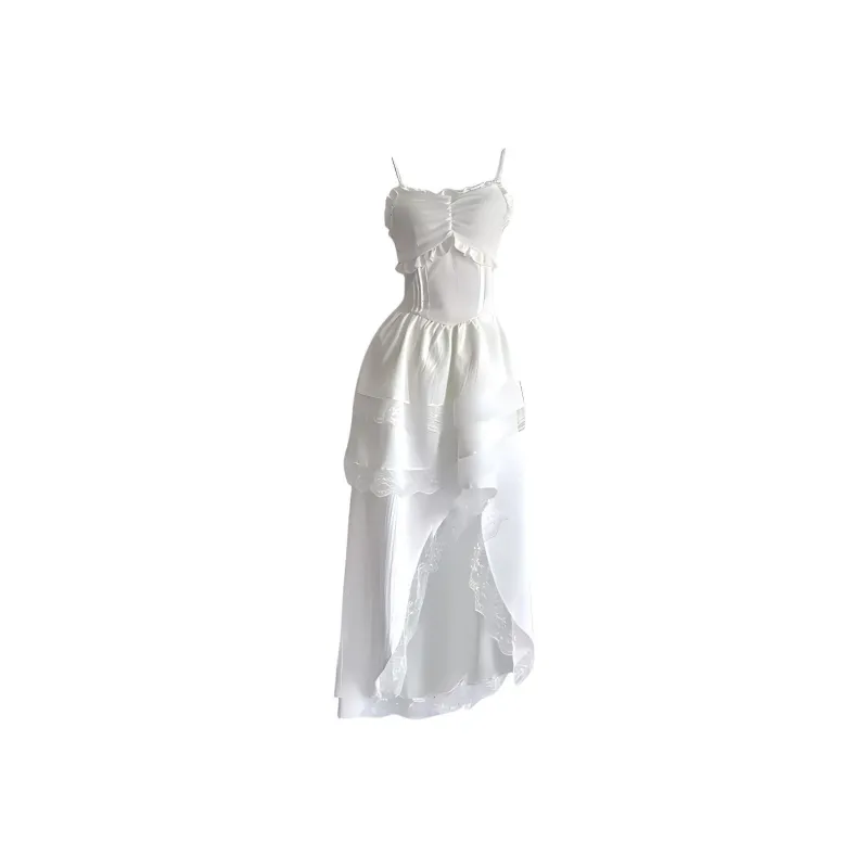 DOSOHEB Slip Dresses Women's White-3