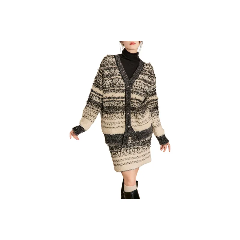 QIAOYUHUAZUN Skirt Set Women's Heather Gray-0