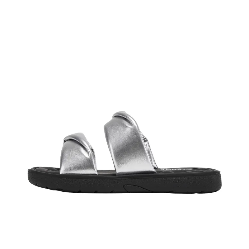 DAPHNE Rubber Sole Leather Patchwork Quiet Slide Slippers Women's-5