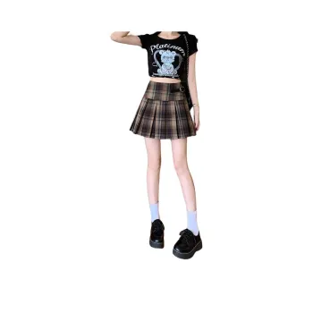 GOSO Casual Short Skirts Women's Khaki Plaid