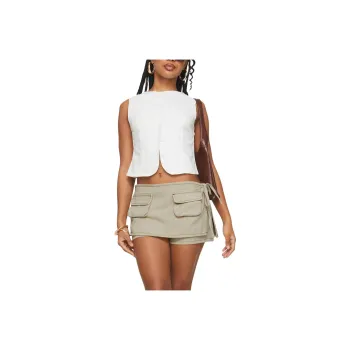 PRINCESS POLLY COUNTRYSIDE SKORT Denim Short Skirts Women's Ecru/Natural