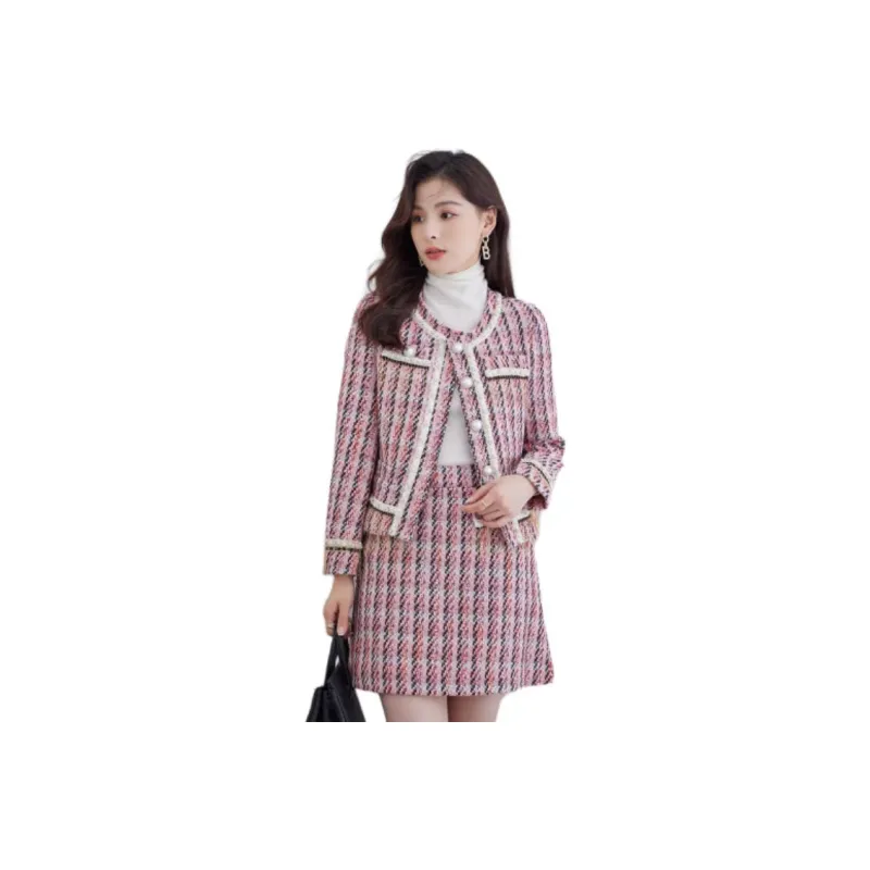 Emodues Two Piece Skirt Sets Women's Pink-0