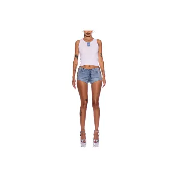 SAMI MIRO VINTAGE PORTERHOUSE RAW WAIST HOT SHORT IN VINTAGE Denim Shorts Women's BLUE/Blue