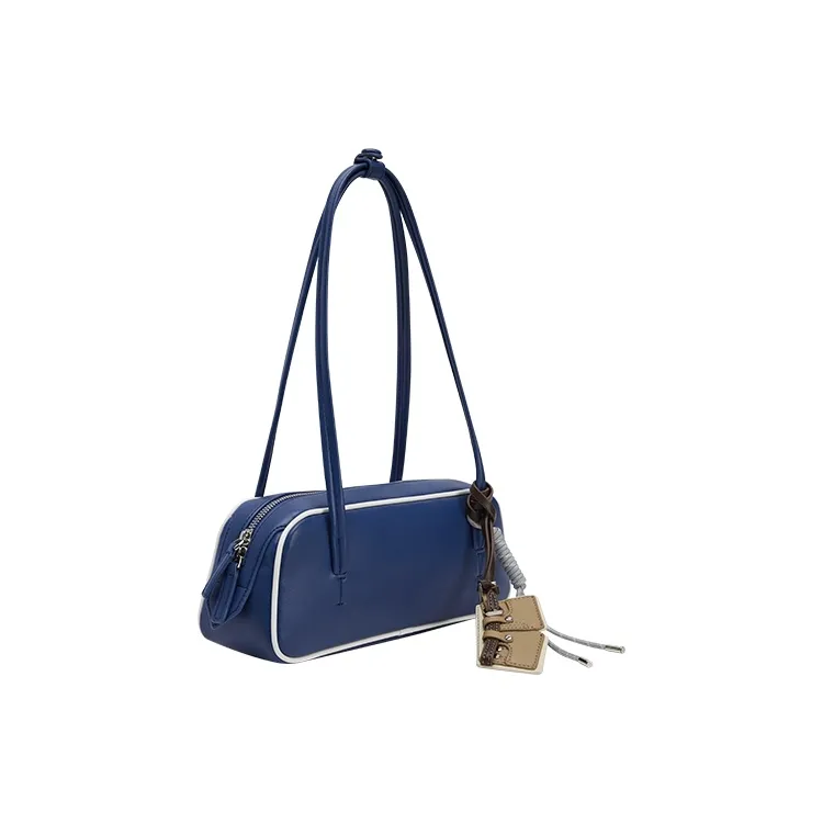 URBAN REVIVO Artificial Leather Boston Bag, Shoulder Bag Medium Size Women's Total Crimson/Royal Blue-6