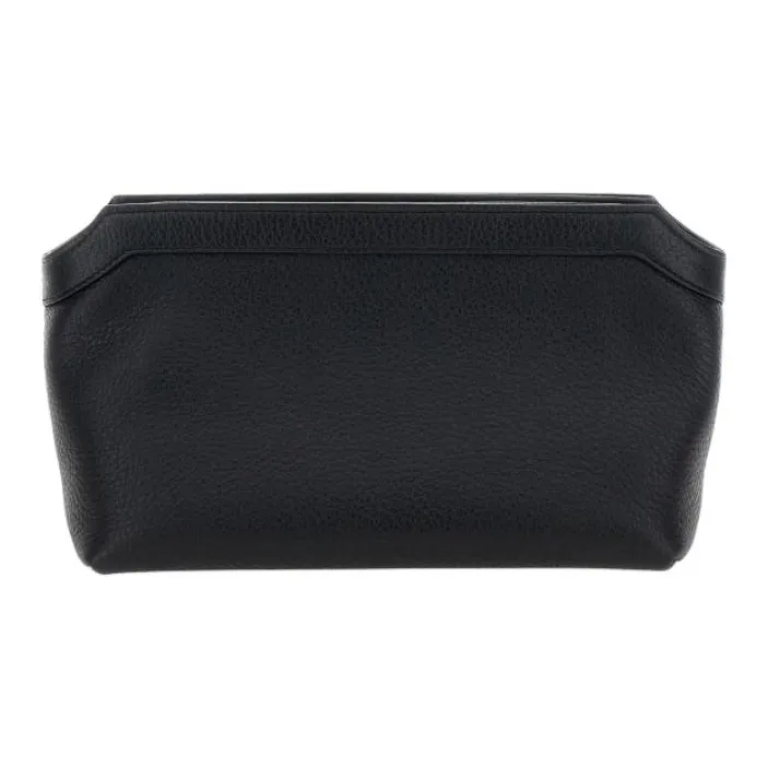 THE ROW Coarse Grain Leather Wallet Women's Black-0