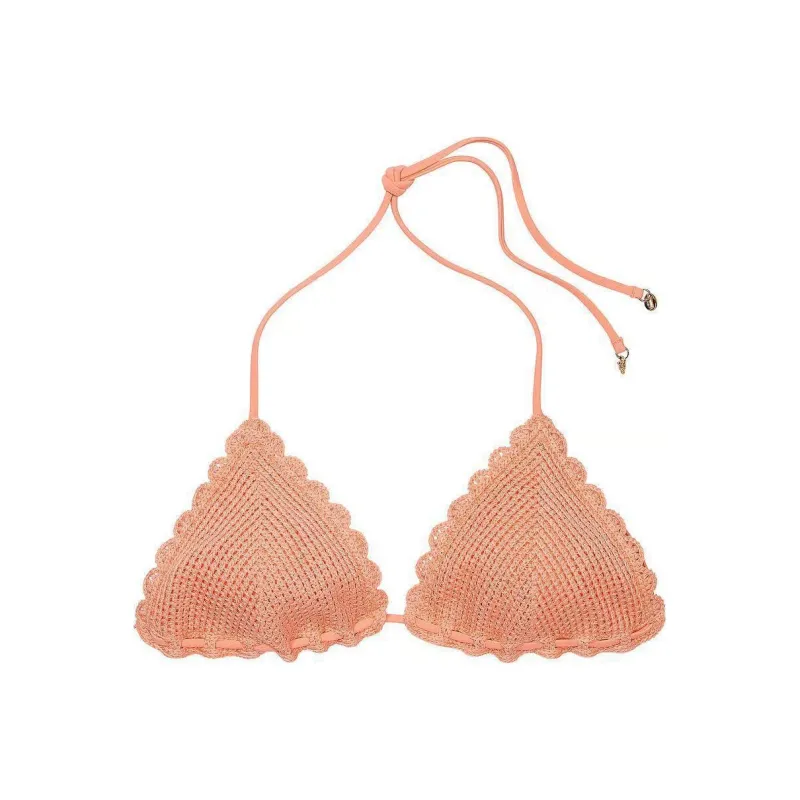 Victoria's Secret PINK Crochet Triangle Bikini Top / PP Bikini Women's Orange-0