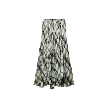 ZARA Casual Long Skirts Women's Green/Nude