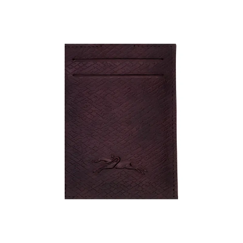 LONGCHAMP Le Pliage Green Cow Leather Card Holder Women's Burgundy Red-2