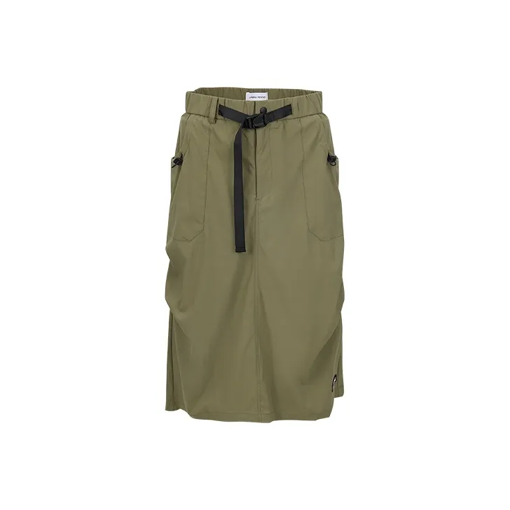 URBAN REVIVO Casual Long Skirt Women's Dark Brown Green-0