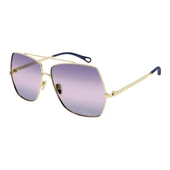 Chloe Metal Aviator Sunglasses Women's Gold