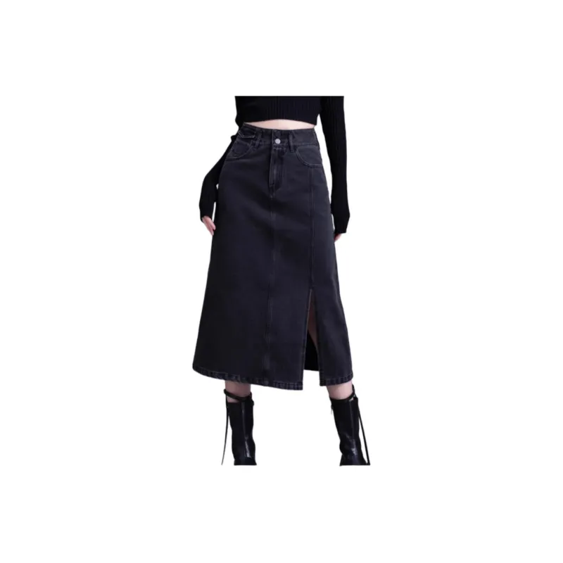 You Cow Me Pants Casual Long Skirt Women's Black-0