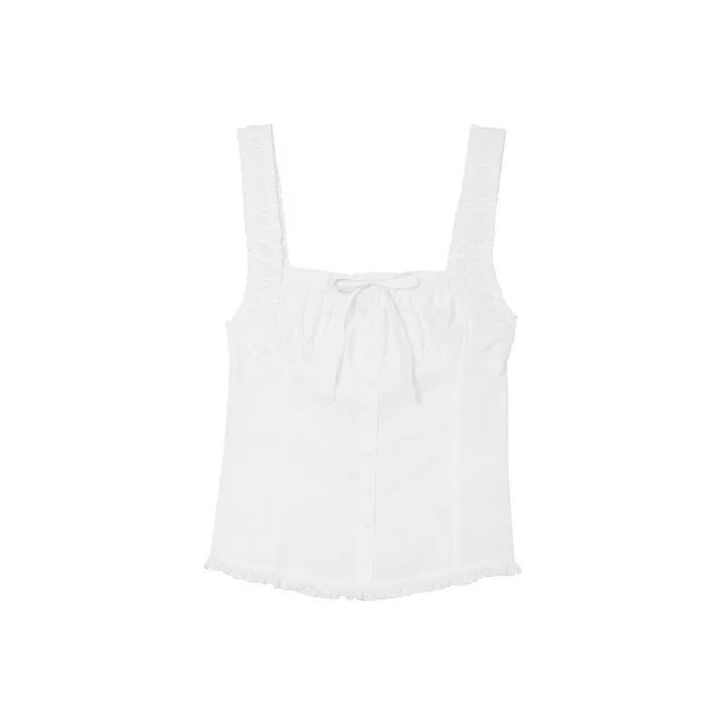 Victoria's Secret PINK BY FRANKIES BIKINIS DELILA POPLIN TANK TOP / WP Two-Piece Swimsuits Women's White-0