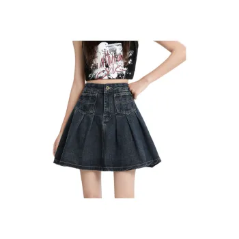 HELEH Casual Long Skirt Women's Blue Gray