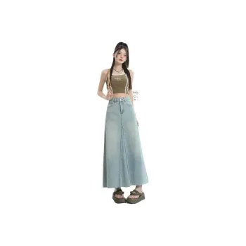 Mm Denim Long Skirts Women's Light Blue