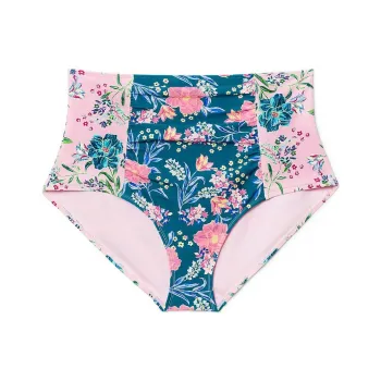 Victoria's Secret ADORE ME Shelby High-Waist Swim Bottom / WF Swimming Shorts Women's Blue Pink