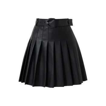 SOON FLOWER Leather Short Skirts Women's Black