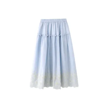 Miss Chipmunk Casual Long Skirts Women's Floral Blue