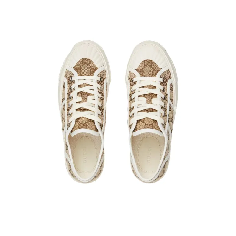 GUCCI Low Top Canvas Shoes Women's Beige-3