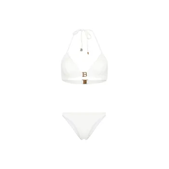BALMAIN B-Plaque Triangle Halterneck Bikini Set