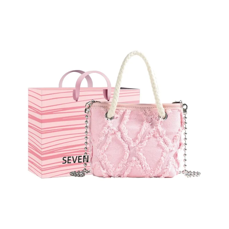 SEVENMOONS Fabric One Shoulder Handbag Women's White/Blue/Pink-4