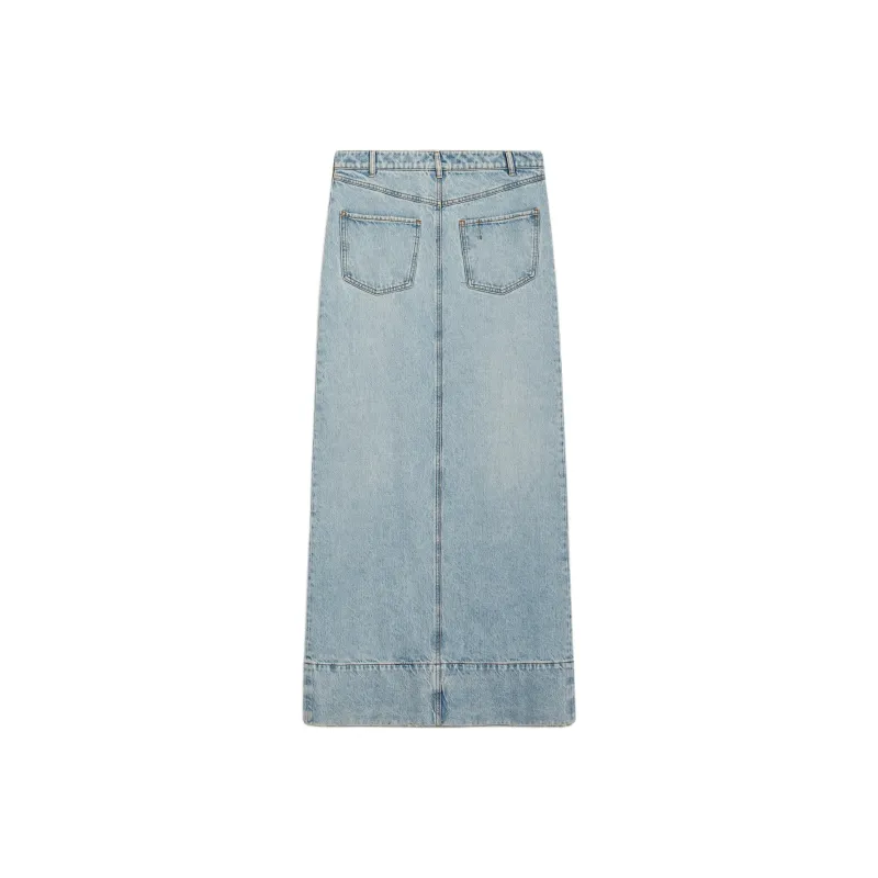 SportMa Piave Collection Long Skirt In Worn Denim Casual Long Skirts Women's Blue-0