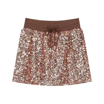 ELF SACK Casual Short Skirts Women's Sequins Pink Brown