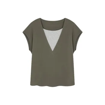 Mo Han Yi Mei Regular T Shirt Women's Gray Green Brown