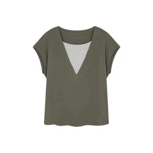 Mo Han Yi Mei Regular T Shirt Women's Gray Green Brown