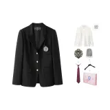 Black Suit, Comes with Long-Sleeved Shirt+Tie+Dust Bag+Hanger+Badge+Tie